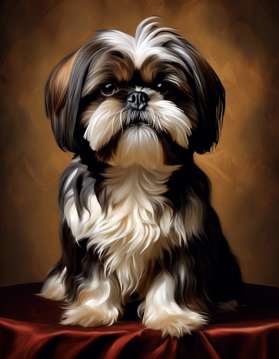Peinture digitale sur toile - Portrait du chien de famille Rosette acte 1 - 60 x 50 cm