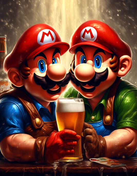 Peinture digitale sur toile - Drunken Mario - 60 x 50 cm