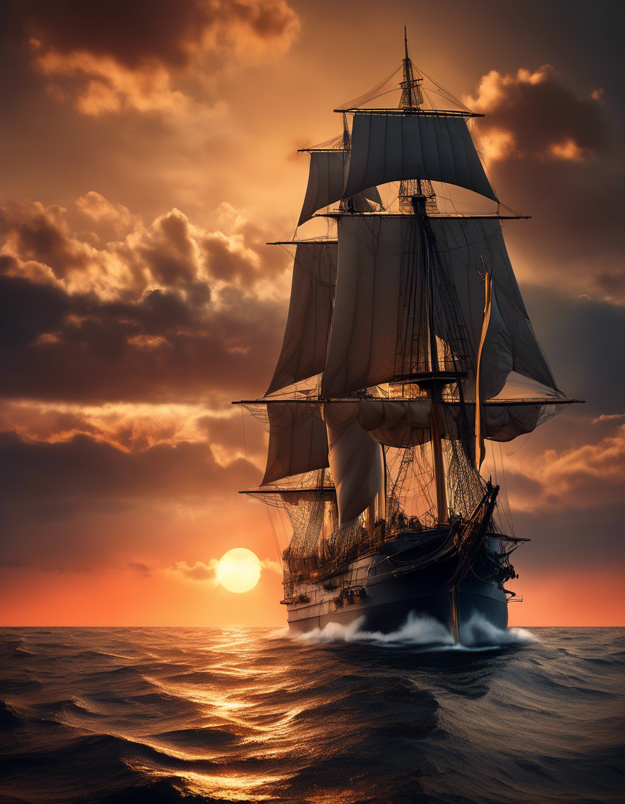 Peinture digitale sur toile - Voguer sous un soleil endormi - 60 x 50 cm